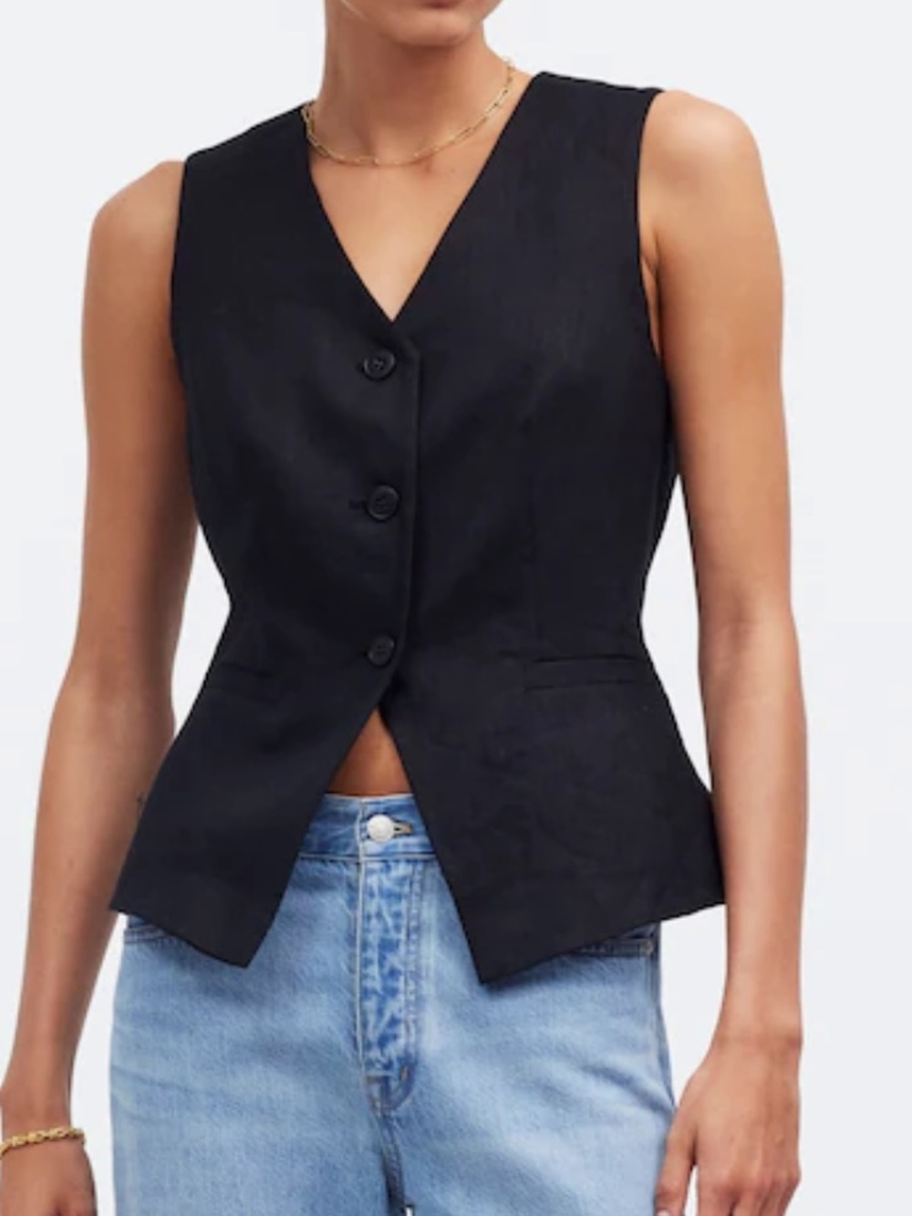Madewell Black Sleeveless Button Vest